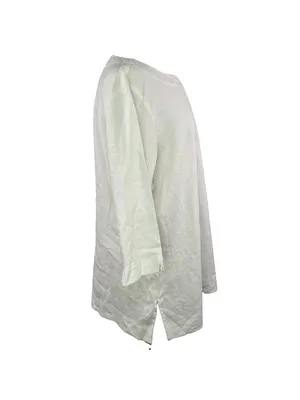 Elisabeth Sz 1X 100% Linen White Tunic Blouse Lagenlook Minimalist Coastal thumbnail 5