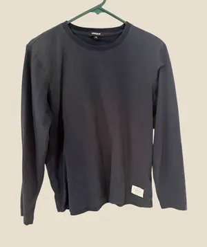 AIOPESON Womens Navy Blue 100% Cotton Long Sleeve Crewneck T-Shirt Size S‎ thumbnail 1