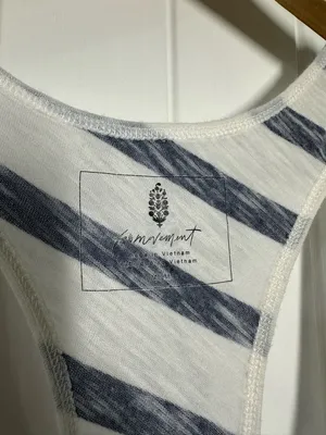 Free People Movement Keep Rolling Striped Tank Top in Navy and White thumbnail 3