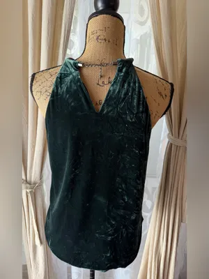 Veronica Beard Kusumi Velvet Halter Top in Emerald Green thumbnail 5