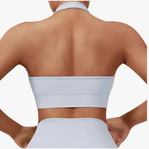 Blue Halter Workout Top thumbnail 2