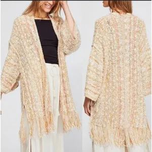 Free People fringe knit Duster Poncho Lucia Size Small Boho Festival Cardigan thumbnail 1