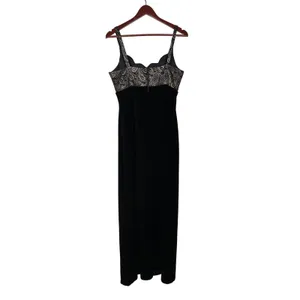 Vintage Betsy & Adam Dress 12 Black‎ Gold Velvet Formal Whimsygoth Paisley 90s thumbnail 6