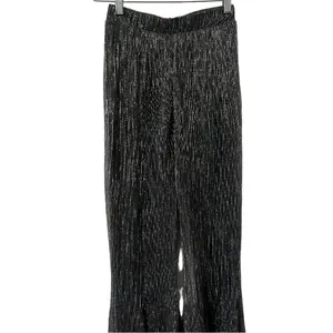 HOUSE OF CB Alexandra Lurex Silver Wide Leg Pants Trousers thumbnail 3