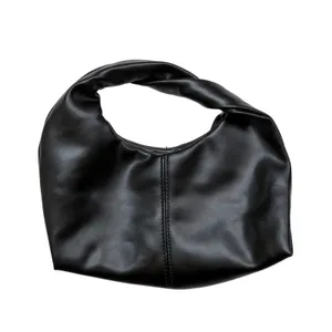 Commense Faux Black Leather Leather Handbag with Twisted Top Handle Mini Bag thumbnail 5