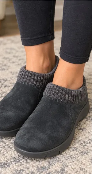 Dansko 37 6.5 7 Women’s Emily Navy Blue Suede Slip-on Clogs Knit Comfort Shoes thumbnail 1