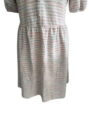 ANN TAYLOR LOFT Multicolor Striped Button Dress Size Small thumbnail 3