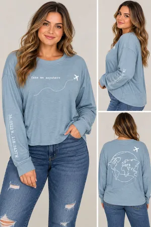 Dirtee Laundry Take Me Anywhere Long Sleeve Crop Top XL Blue thumbnail 2