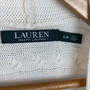 Ralph Lauren White Cable Knit Open Front Cardigan Sweater S/M thumbnail 7
