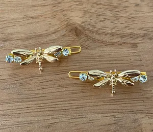 Handmade New 2pc Set Dragonfly Hair Clips thumbnail 1