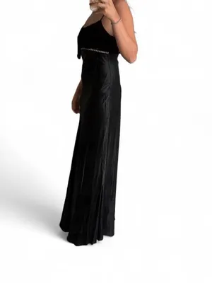 Jump Black Maxi Slip Dress with Beaded Waist thumbnail 2