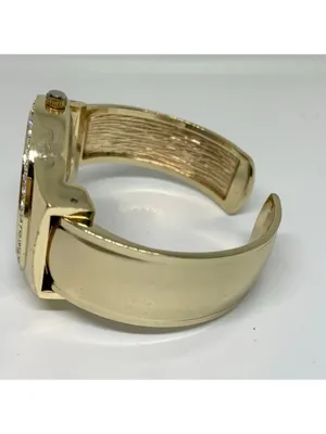 Studio women’s watch gold tone dial cuff bracelet size 7” quartz 38mm running thumbnail 3