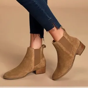 [Steve Madden] Dover Brown Suede Leather Block Heel Chelsea Ankle Boots Size 8.5 thumbnail 1