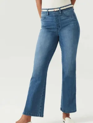 Spanx Cropped Kick Flare Pull On Jeans Size XL Vintage Indigo NWT thumbnail 7