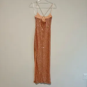 Hello molly so outta my mind Sequin slit maxi Dress in‎ Rose Gold small thumbnail 3