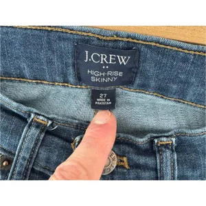 J. Crew Dark Blue High-Rise Button-Fly Skinny Jeans 27 thumbnail 10
