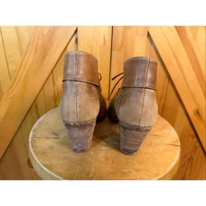 Steve Madden Jasperr Cognac Leather Lace Up Booties Womens 9 Stacked Heel thumbnail 4