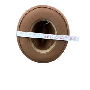 Brown Wool Blend Fedora‎ Hat Black Buckle Wide Brim 11.5" Unisex Fall Fashion thumbnail 3