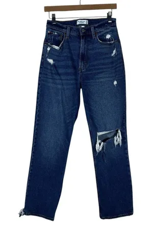 Abercrombie & Fitch Curve Love Ultra High Rise Ankle Straight Jeans 28/6 thumbnail 1