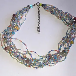 Multicolor Glass Beaded Boho Necklace Blue thumbnail 3