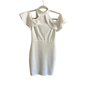 Lulus Your Time White Off-the-Shoulder Bodycon‎ Dress XS thumbnail 4