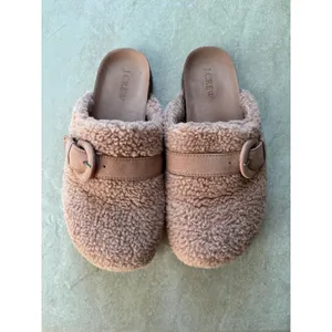 J Crew Sherpa Buckle Clogs Womens 7 Camel Cozy Neutral Slip‎ On thumbnail 3