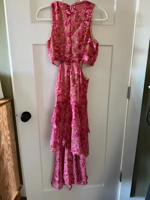 SheIn Pink floral cutout dress thumbnail 4