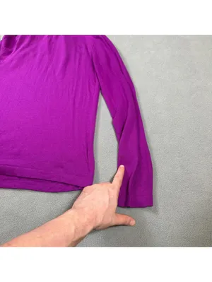 Ann Taylor Women's Purple Fine Knit Long Sleeve Crew Neck Sweater S Rayon Blend thumbnail 6