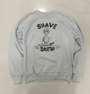 Vintage 1990 Shave The Spotted Owl Sweatshirt Logging Satire Jerzees USA L thumbnail 1
