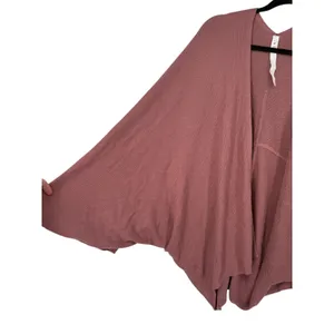 Lululemon Women's Cashlu Knit Textured Wrap Rose Pink Cardigan Sweater Size M/L thumbnail 11