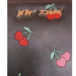 Betsey Johnson Black Cherry Embroidered Zip Around Wristlet Wallet XOZIP-E NEW‎ thumbnail 4