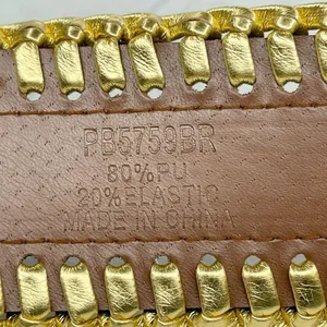 Brown Faux Suede Stretch Belt Metallic Gold Lacing Large/XL (L/XL) ✨ thumbnail 10