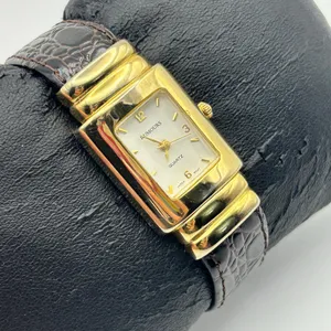 Rumours Gold-tone Case Brown Band Women's Quartz Cuff Watch Working thumbnail 3