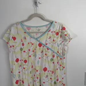 Green Cotton by Garnet Hill 100% Cotton Nightgown White Lantern Floral Womens XL thumbnail 7
