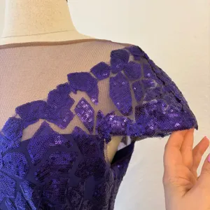 Tadashi Shoji Gown 6 Purple Sequin Illusion Mesh Formal Dress Event Gala Wedding thumbnail 5