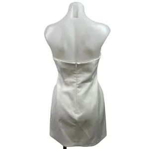Zara White Satin Sweatheart Sleeveless Tube Mini A-Line Slip Tank Dress Size M thumbnail 3