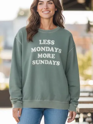 Relaxed Green 'Less Mondays More Sundays' Crewneck Sweatshirt thumbnail 1