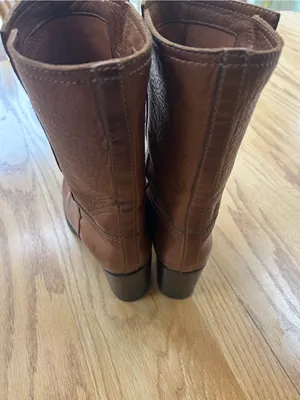 Frye Nora Mid Leather Pull On Boots Cognac Brown Block Heel Women's Size 10 B thumbnail 6