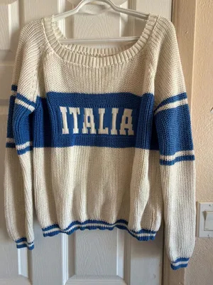 Aeropostale Italia Graphic Knit Sweater White Blue thumbnail 2