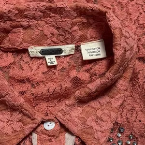 Y2K Miss Me Boho‎ Rhinestone Lace Button up Blouse Cottagecore Rodeo Country L thumbnail 8
