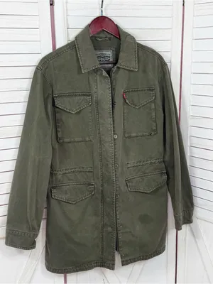 Levi’s Denim Military Utility Anorak Jacket Olive Green Small Full Zip Cotton thumbnail 7
