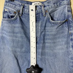 AGOLDE‎ Riley Crop Straight Jeans Women 24 High Rise Raw Hem Blue Denim thumbnail 5