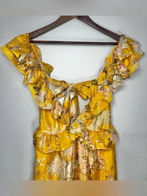 H&M Lyocell Blend Flounced Ruffle Dress Size Medium thumbnail 6