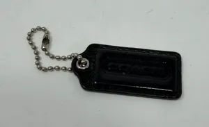 Coach Patent Leather Logo Hangtag Replacement Charm Black Silver Chain Unisex OS thumbnail 1