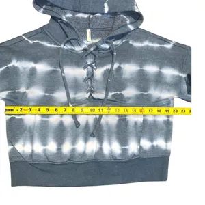 FP Movement Hoodie XS Blue Tie Dye Lace Up Cropped Sweatshirt Boho‎ Athleisure thumbnail 7