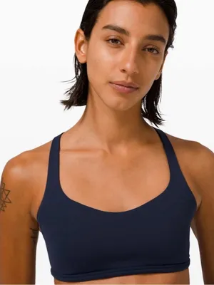 Lululemon 8 Free To Me Sports Bra Navy Strappy Back Active Workout thumbnail 3