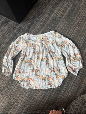Maeve Anthropologie Boswell Floral Blouse Size 2 Blue Balloon Sleeve Boho thumbnail 3