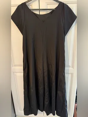 Simple Black Round Midi Dress XL thumbnail 2
