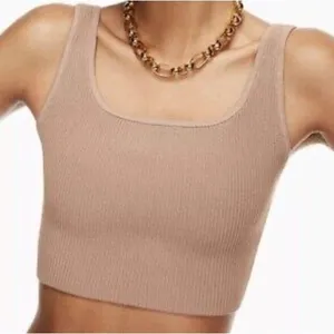 Aritzia Babaton sculpt knit tank crop stone taupe going out top size xxs thumbnail 2