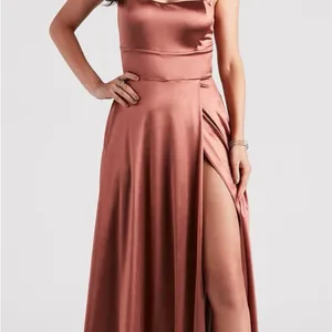Windsor Rust One Shoulder Sleeveless Gown thumbnail 2